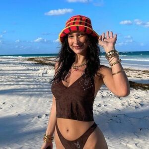 Memorial Day Blue Plaid Crochet Bucket Hat